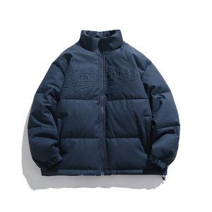 2026冬季新款男装日系字母印花立领加厚皮衣棉服外套MY350-F205图片