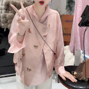 国风长袖 高级感轻奢刺绣马甲套装 衬衫 2026春秋季 两件套女装 新中式