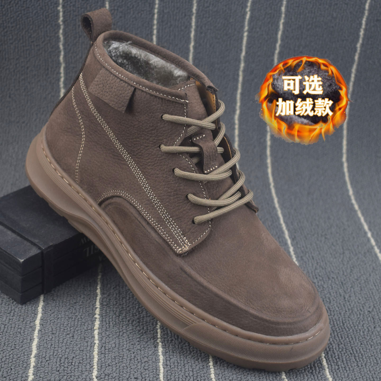 马丁靴男士真皮加绒加厚棉鞋男款冬季系带百搭时尚潮复古中帮男鞋