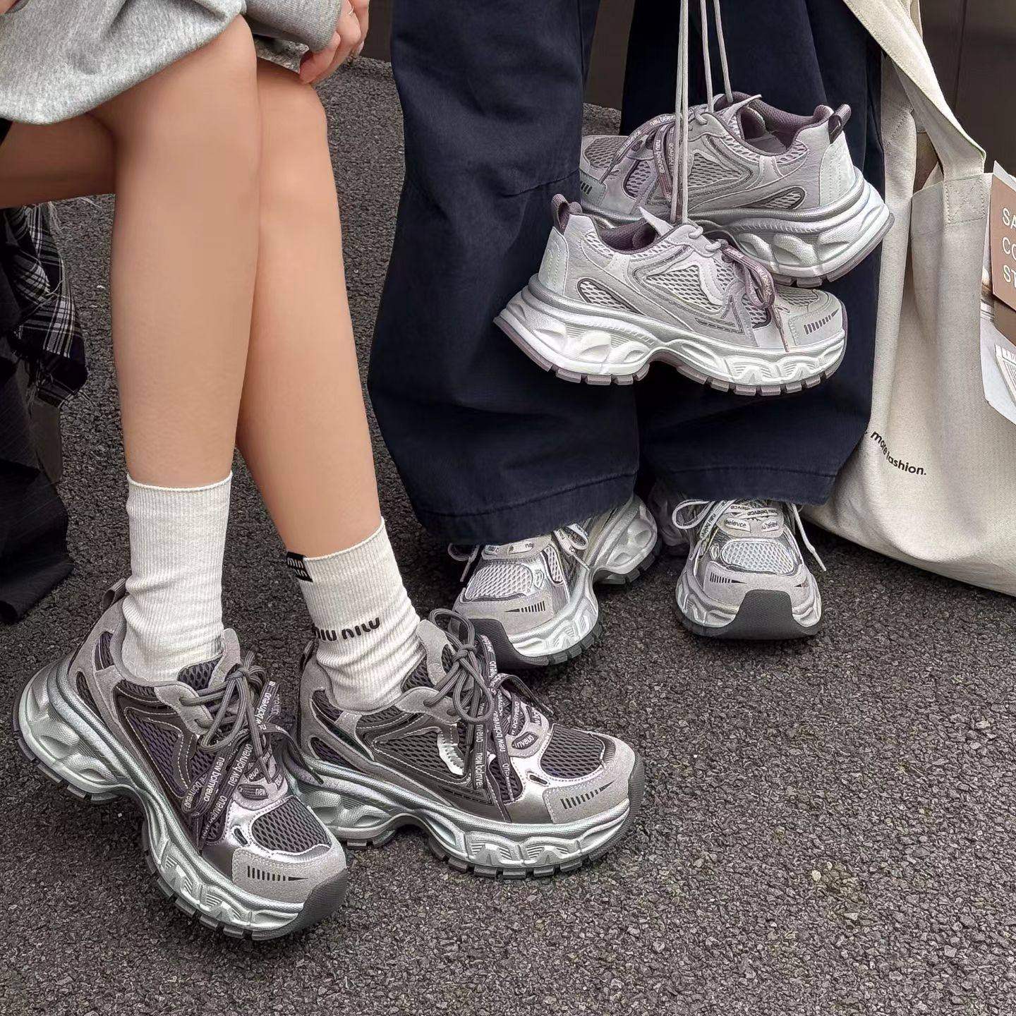 c女鞋单鞋26新款厚底休闲鞋老爹鞋皮网结合时尚百搭舒适潮鞋耐磨,女鞋,老爹鞋,淘宝优惠券,粉丝福利购,淘宝优惠卷