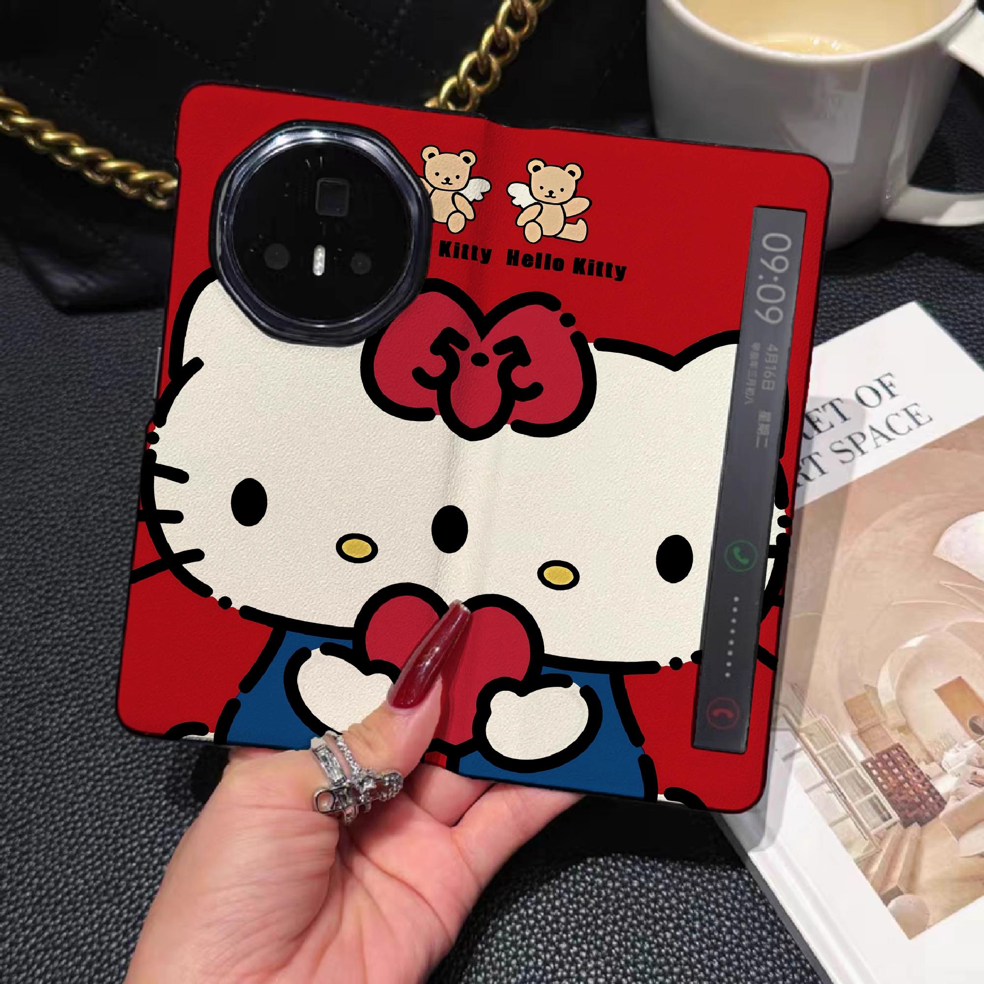 可爱HelloKitty凯蒂猫适用荣耀magic v5手机壳新款折叠屏v3翻盖皮套vs3全包防摔创意卡通情侣保护套少女
