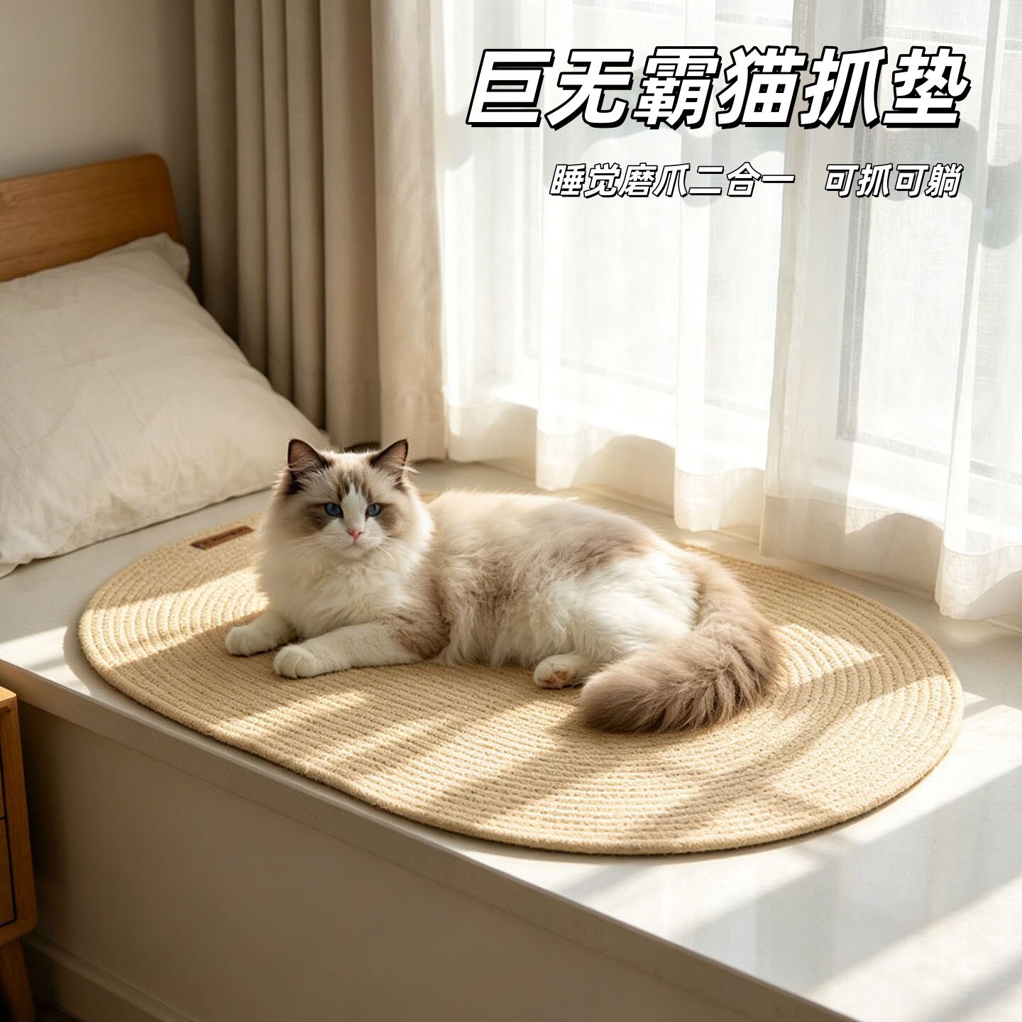 四季通用猫抓板猫抓垫猫咪用睡垫耐磨耐抓不掉屑编织棉绳猫咪爬垫