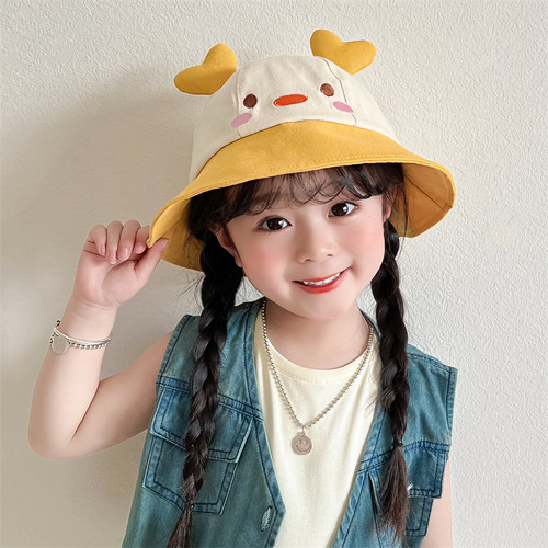 儿童渔夫帽女孩春秋季遮阳帽防晒男女童韩版出游百搭宝宝盆帽夏天