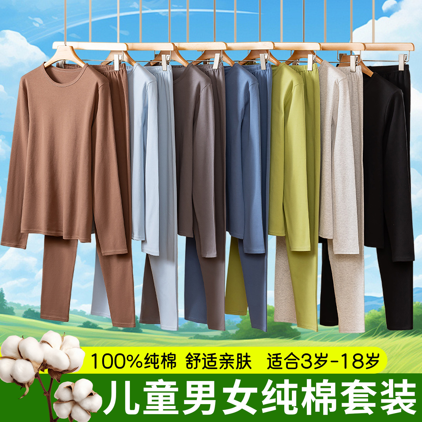 儿童秋衣秋裤全棉保暖套装男童保暖内衣秋冬季纯棉加厚女孩棉睡衣