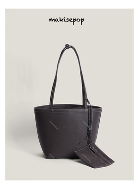 makisepop原厂皮2025秋冬新款tr stitch托特包老钱风极简row水桶