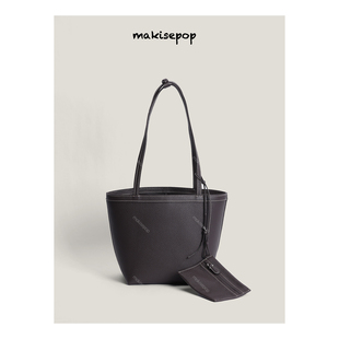 makisepop原厂皮2025秋冬新款 stitch托特包老钱风极简row水桶