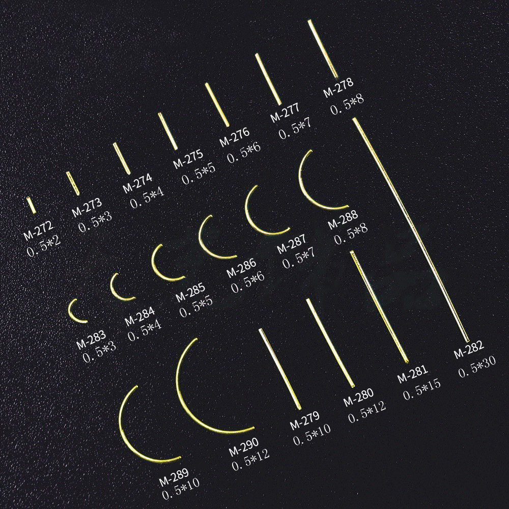 金属条长条直棒铆钉金属弯棒新款超长细棒日系美甲饰品装饰光疗甲