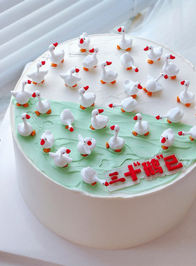 加油鸭小鸭子天鹅而立之年大白鹅软胶立体玩偶摆件三十而立装饰