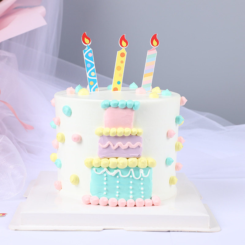 彩色火焰蜡烛卡通生日蛋糕装饰插牌儿童生日装扮彩色火焰蜡烛diy