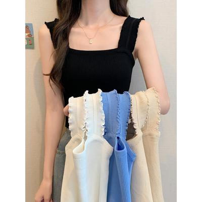 ins超火背心女外穿夏季法式短款无袖小吊带美背打底内搭针织上衣