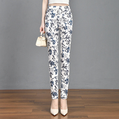 印花显瘦百搭外穿花色潮流紧身弹力女长裤 时尚 潮 新款 翠花2026夏季