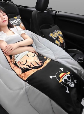 海贼王路飞汽车抱枕被潮牌supr车用空调被午休被子两用可折叠靠枕