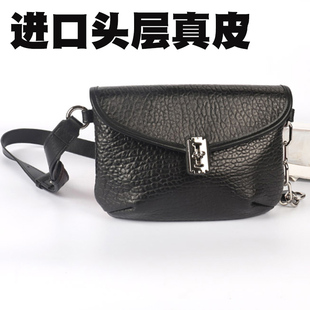 欧美街头潮女胸包泡泡羊皮百搭链条高级感小众真皮休闲单肩斜挎包