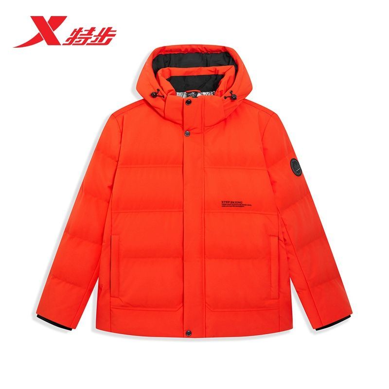 特步内里热反射保温连帽羽绒服