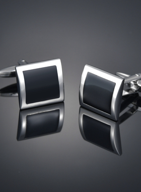 黑色正方形法式袖扣袖钉 男士袖扣袖口钉衬衫扣袖口cufflink