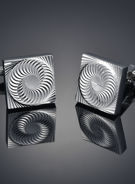 优质简约亮银漩涡袖扣 法式袖扣袖钉男士袖口钉衬衫扣cufflink