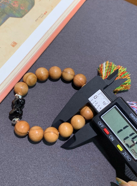 桃木手串搭配金钥匙蝴蝶结手链男女款佛珠饰品护身盘玩原木质纯