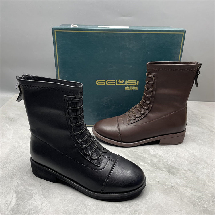 羊纹皮靴子女2025年秋冬季新款马丁靴低跟爆款韩系瘦瘦短靴39 40,女鞋,马丁靴,淘宝优惠券,粉丝福利购,淘宝优惠卷