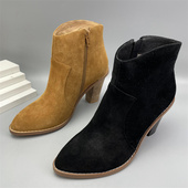 处理短靴2025秋冬季 新款 真皮靴子百搭侧拉链女时尚 断码 马丁靴34码