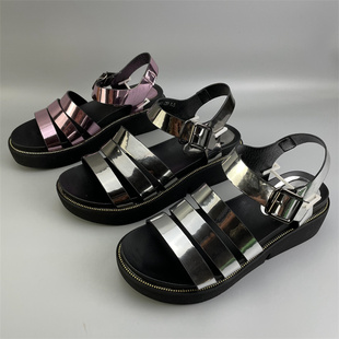 处理凉鞋 百搭厚底松糕鞋 女2026夏新款 罗马韩版 坡跟防水台凉鞋 断码