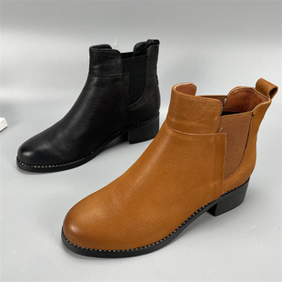 39码 真皮牛皮女短靴及踝靴切尔西靴女马丁靴2025新款 子35 鞋 秋季