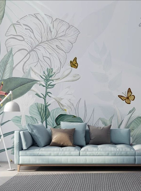 电视背景绿色植物定制墙纸客厅卧室沙发简约清新3d现代壁画8d墙布