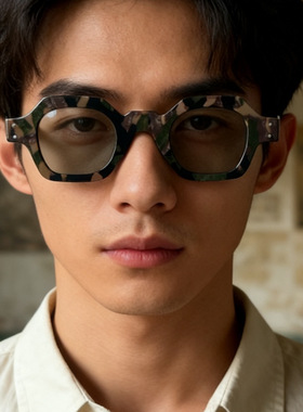 太阳眼镜迷彩复古男女通用小方框