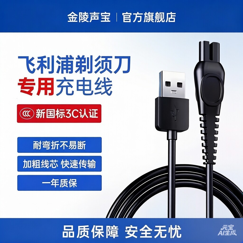 适用飞利浦剃须刀充电线S1112/1113/1115/S5831/5832/5830/X5001