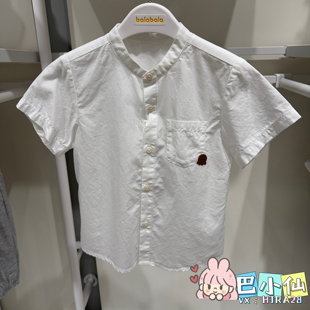 巴拉巴拉童装2026夏装新款男幼童净色短袖衬衫201226118102