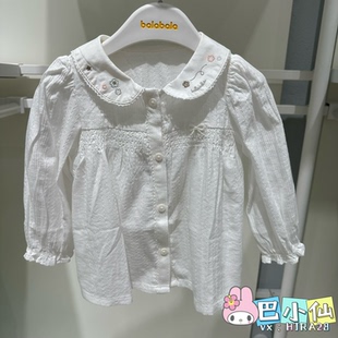 巴拉巴拉婴儿长袖 女童衬衣甜美201325102003 衬衫 宝宝上衣2025秋装