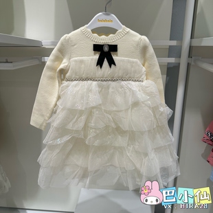 巴拉巴拉女童连衣裙小公主洋气裙子春秋新款童装儿童白色蛋糕裙潮