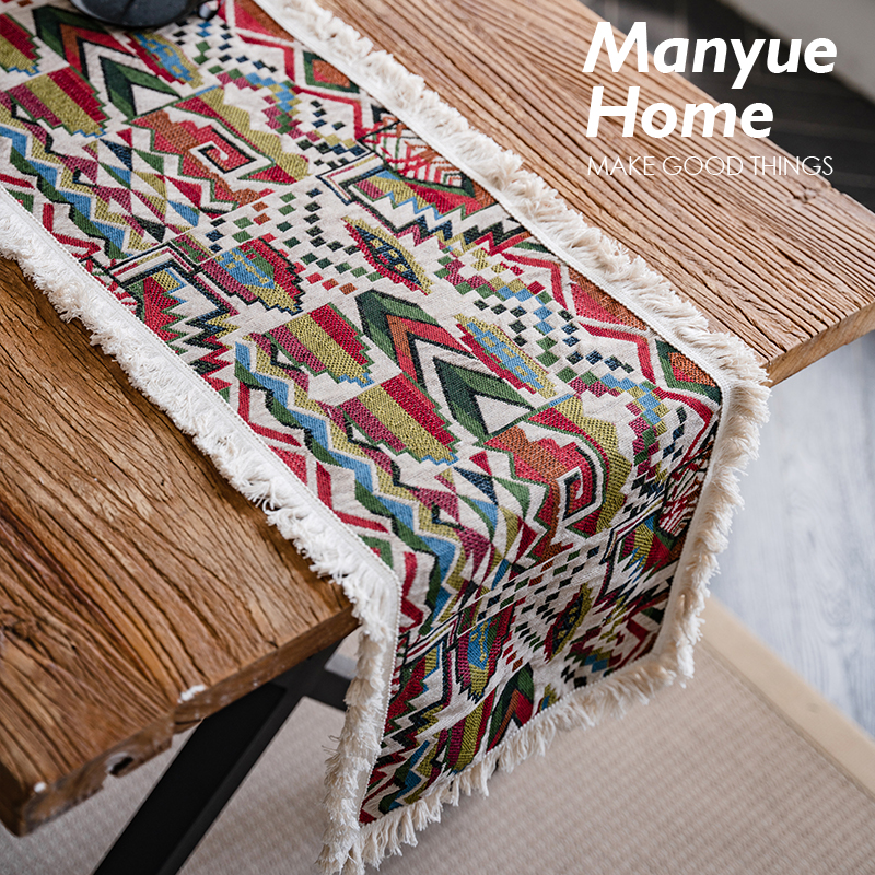 蔓越家桌旗餐垫美式流苏派对