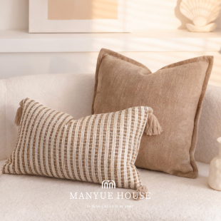 M.life 中古客厅雪尼尔抱枕靠垫卧室床头靠垫腰枕靠背抱枕套含芯