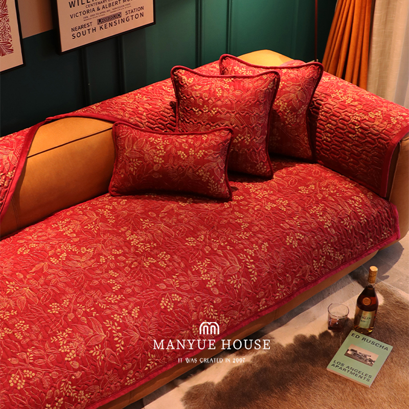 雪尼尔防猫抓四季通用沙发垫