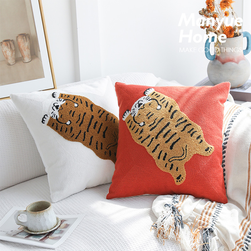 北欧ins刺绣小老虎抱枕抱枕套