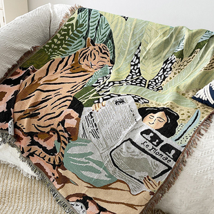 蔓越家 北欧ins网红复古文艺y沙发巾单人沙发盖布沙发毯挂毯背景