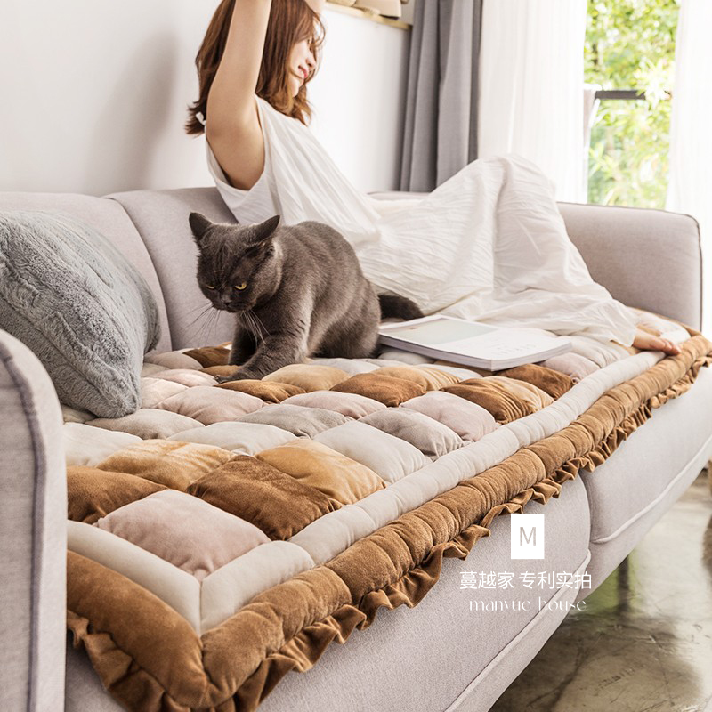 短毛绒复古馒头垫沙发垫