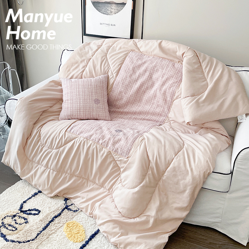 蔓越家奶油色ins风抱枕被