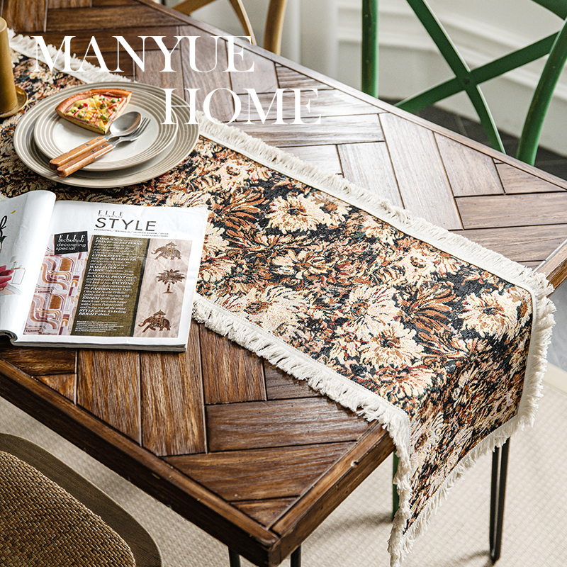 法式复古风棉麻桌旗派对装饰