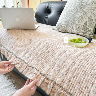 M.life 水洗双层纱沙发垫全棉沙发套罩巾纯棉盖布防滑坐垫子 知秋