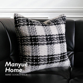 M.life 小香风黑白格纹客厅沙发抱枕卧室靠垫抱枕套不含芯腰靠枕