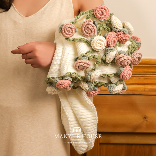 法式成品手工花束玫瑰花毯