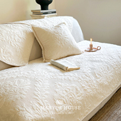 M.life 纯棉水洗棉 全棉绗绣沙发垫盖布沙发套罩靠背巾坐垫垫布