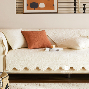 M.life花棠重工刺绣水洗全棉沙发垫纯棉客厅沙发套罩巾高级感坐垫