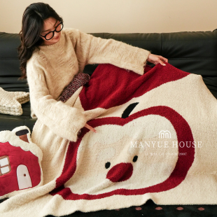 M.life 新年平安果半边绒沙发盖毯办公室午睡空调毯居家休闲毛毯