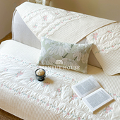 M.life 少女心玫瑰绣花全棉沙发垫纯棉沙发套罩靠背巾坐垫子盖布