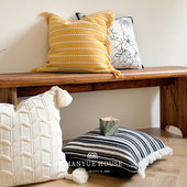 M.life 侘寂民宿样板间沙发抱枕靠垫腰枕靠背棉麻靠枕抱枕套含芯