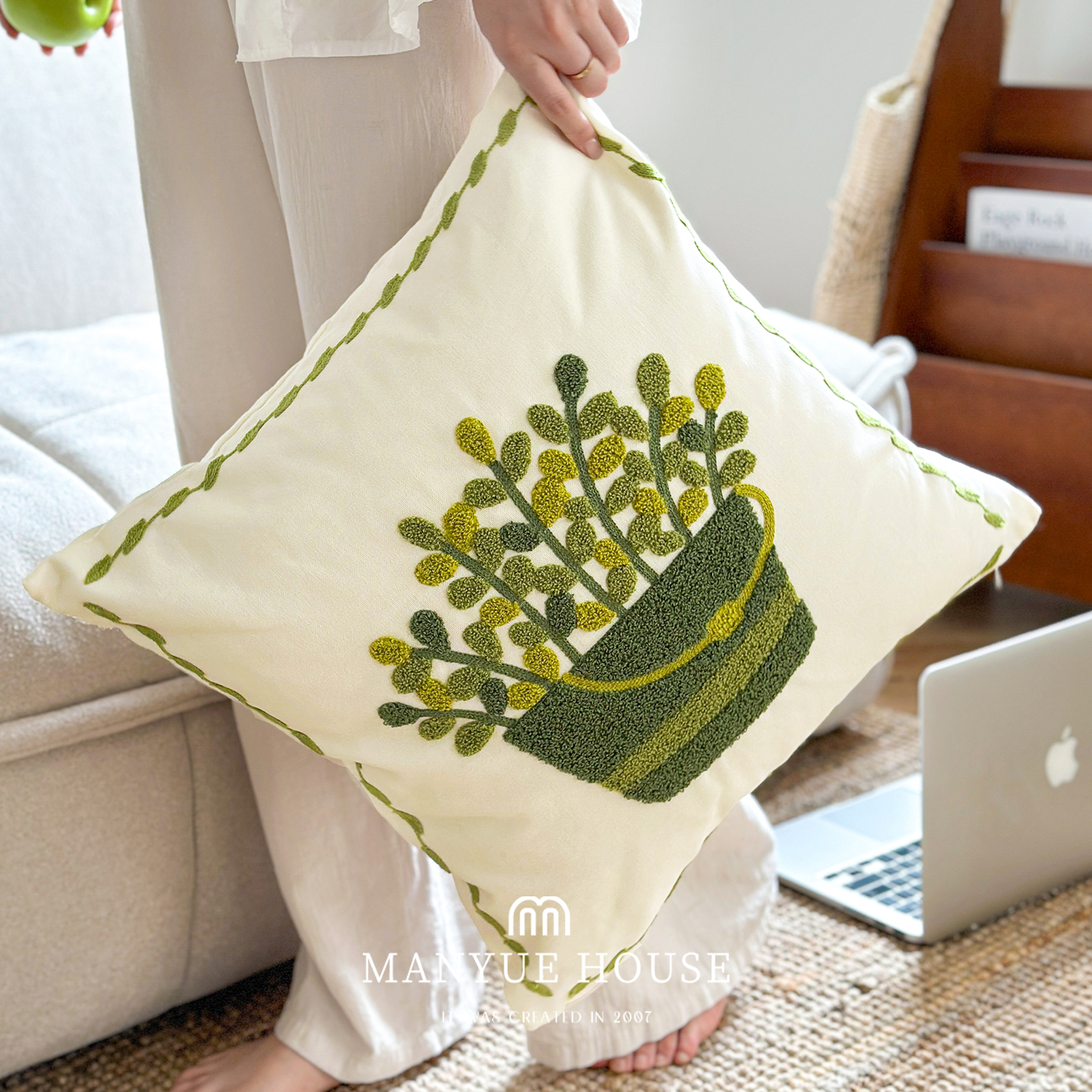 蔓越家文艺风全棉帆布抱枕靠垫