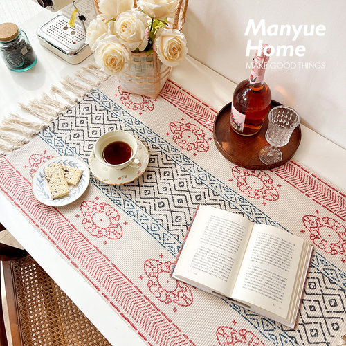 manyujia在博客同风格照片氛围棉麻桌布餐桌垫咖啡桌垫床头柜罩布