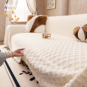 M.life 秋冬毛绒沙发巾全铺全包一片式 沙发套罩巾沙发垫格子坐垫